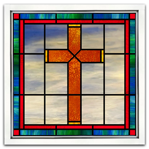 Ready Designed Stained Glass - Square Cross